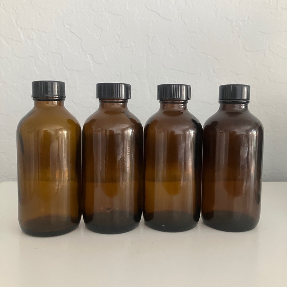 Lot of 10 4oz Amber Brown Glass Bottles Screw On Tops and Droppers Food Safe - Picture 2 of 4